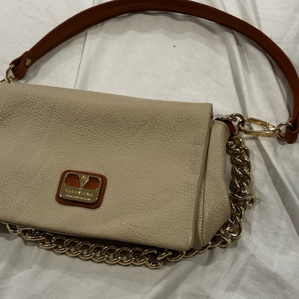 Valentina Cream and Tan Shoulder Bag